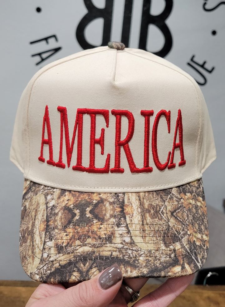 Camo Bill - AMERICA Embroidered Hat