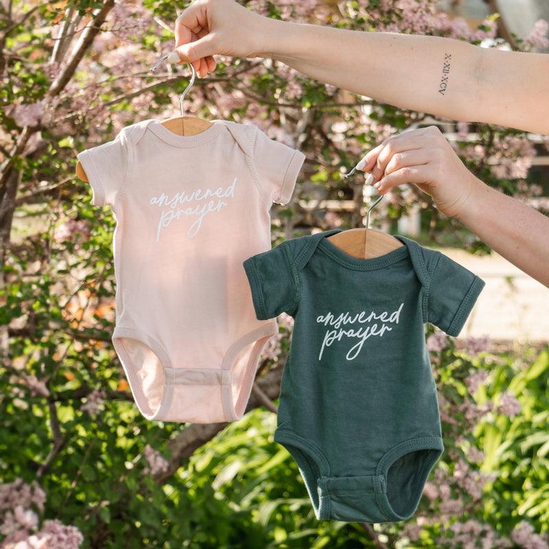 Answered Prayer Baby Bodysuit - Dusty Teal
