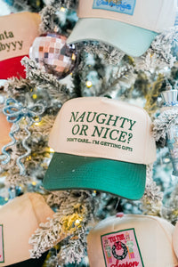 Naughty or Nice? Don't Care - Green Vintage Trucker Hat