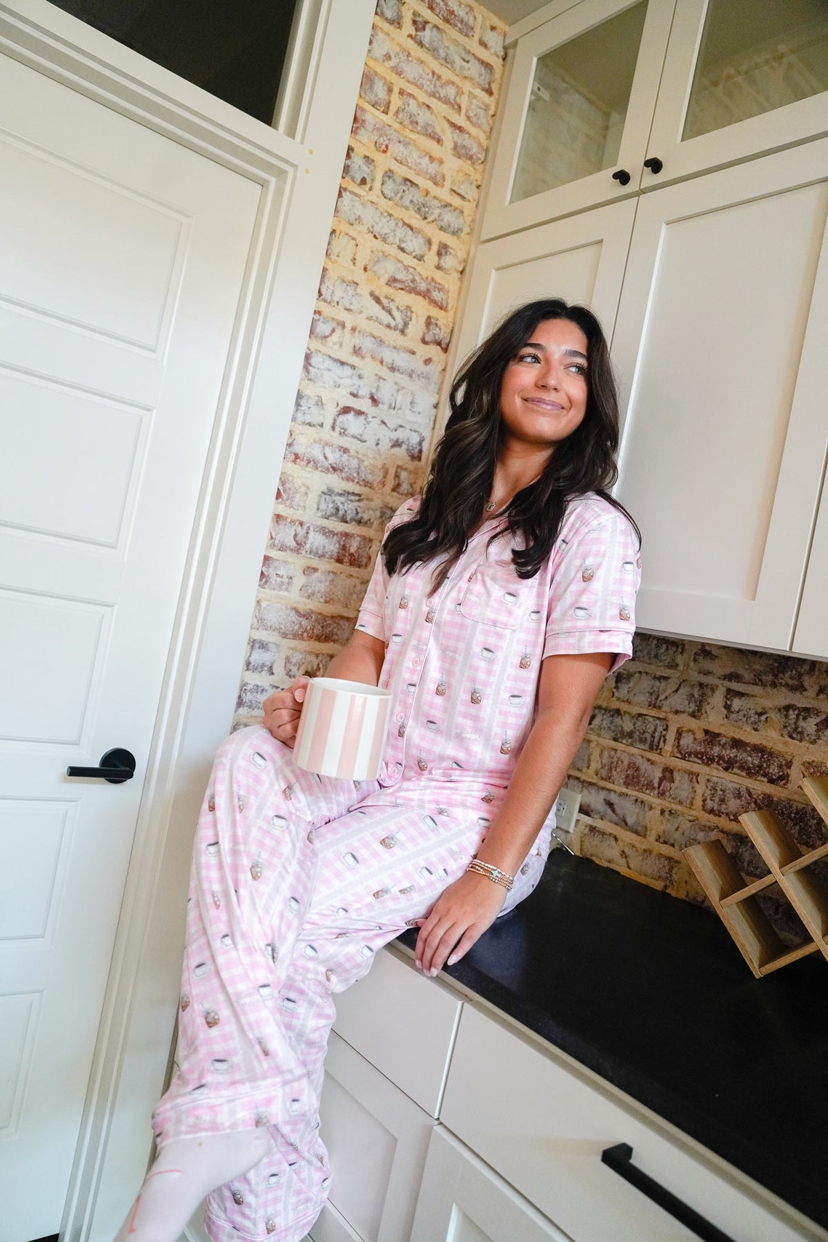 Pink Coffee - Short Sleeve + Pant Pajama Set