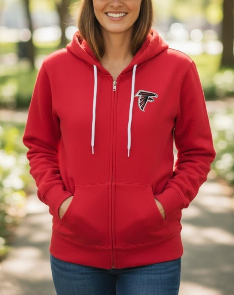 Falcon patch - Red zip-up Hoodie