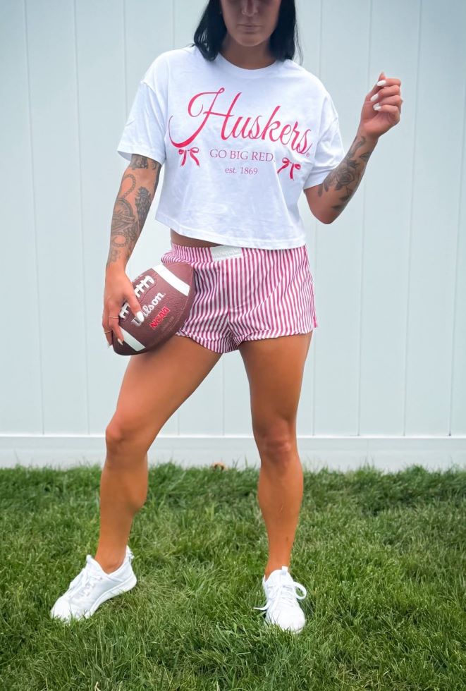 Go Big Red Cropped Bow Tee