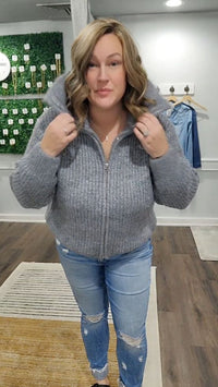 Grey Full Zip Sweater