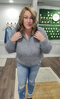 Grey Full Zip Sweater