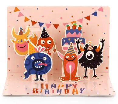 Birthday Pop-up Card-Monsters