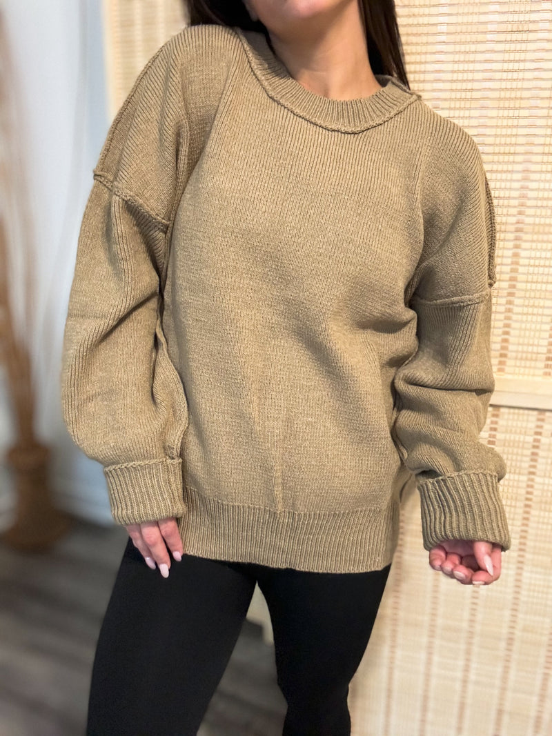 Oversized Knit Sweater, Mocha