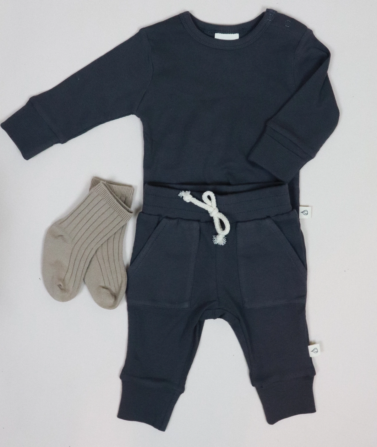 KIDS - Charcoal Ribbed 2-piece Set