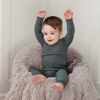 KIDS - Slate Ribbed 2-piece sleepwear
