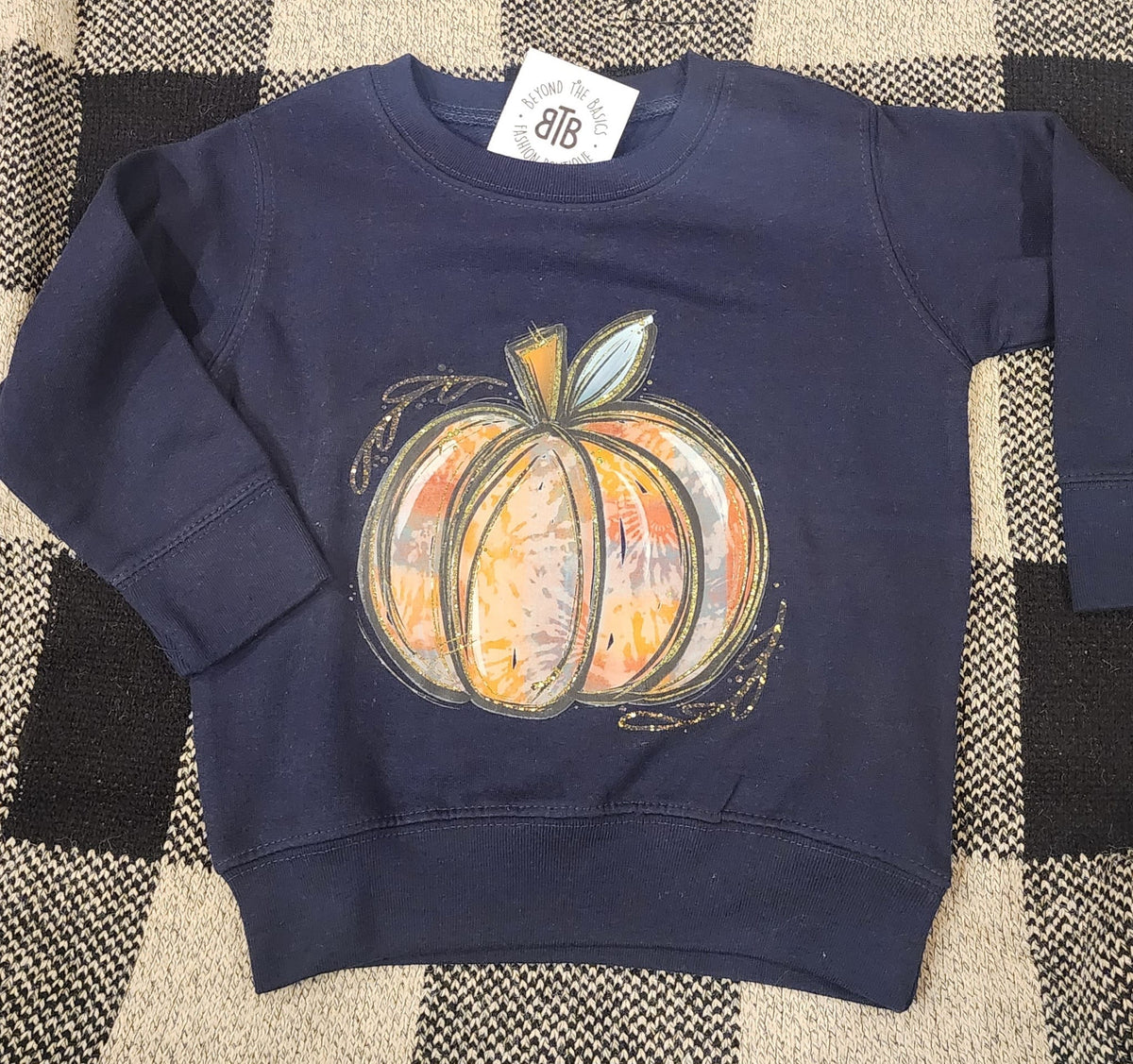KIDS - Tie-Dye Pumpkin Sweatshirt Navy