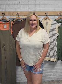 Kaylie's Khaki V-Neck