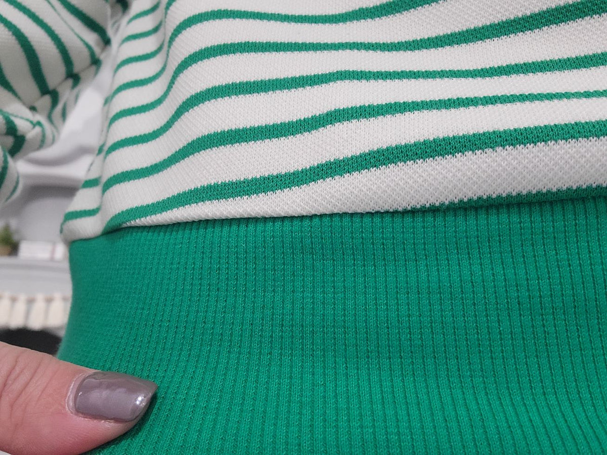Kelly Green Striped Pullover