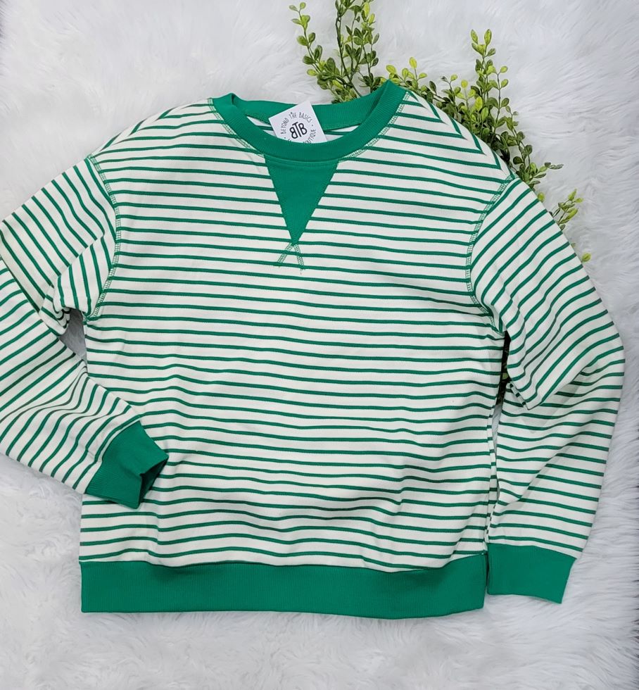 Kelly Green Striped Pullover
