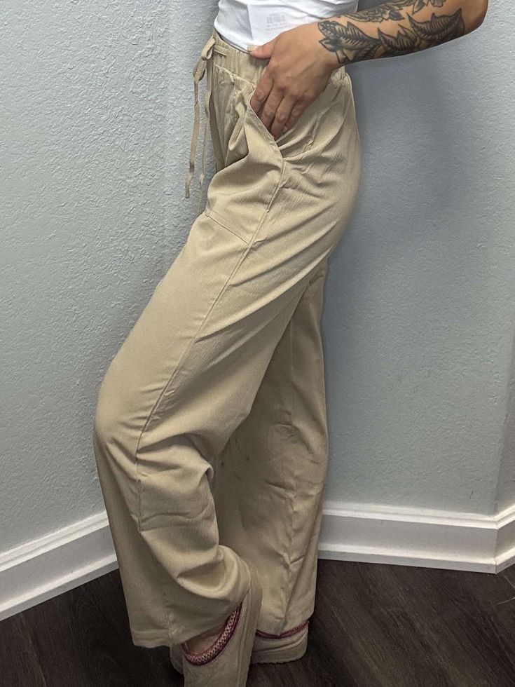 Khaki Wide Leg Pants