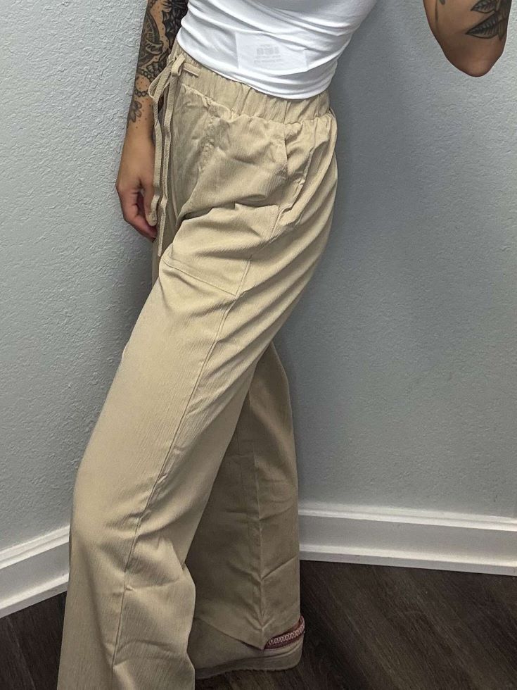 Khaki Wide Leg Pants