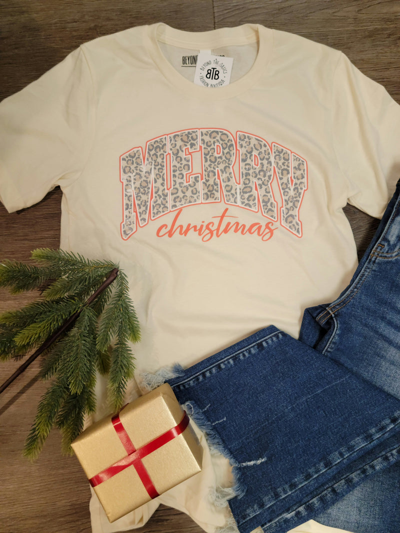 Leopard Merry Christmas Graphic Tee