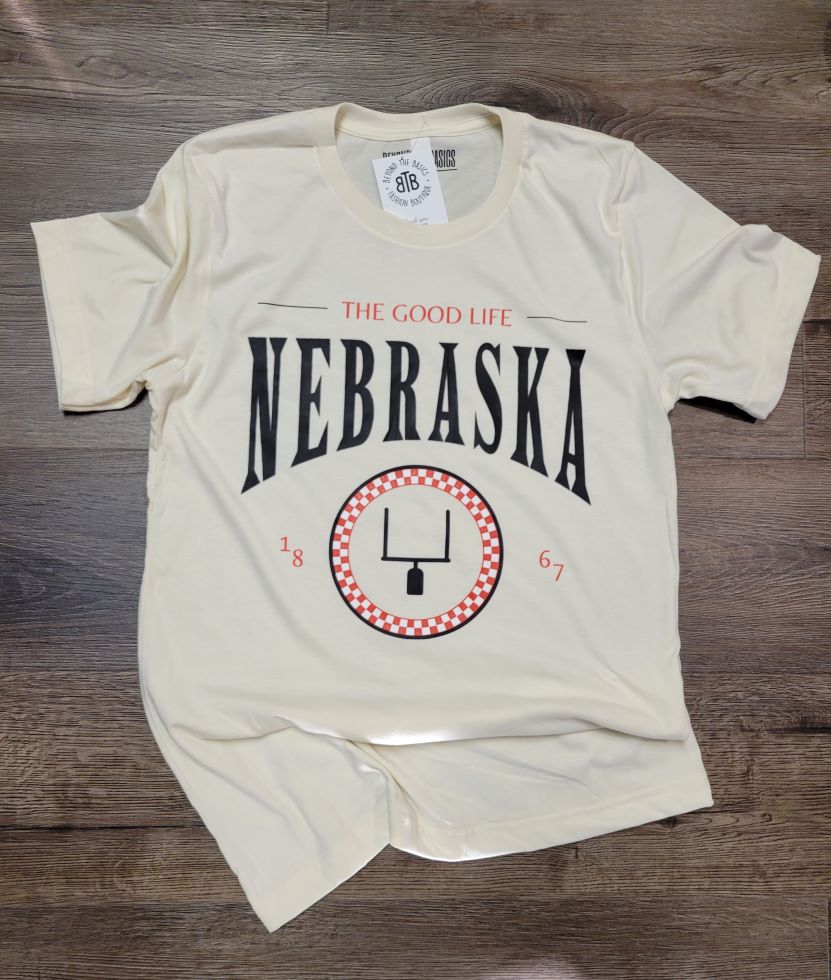 Nebraska-The Good Life, Football Tee