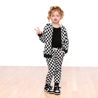 ZIP HOODIE- B+W Check Bamboo French Terry