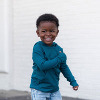 LONG SLEEVE HOODIE- Peacock