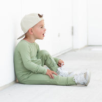 ZIP ROMPER - Pistachio Ribbed