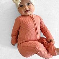 ZIP ROMPER - Red Rock Ribbed