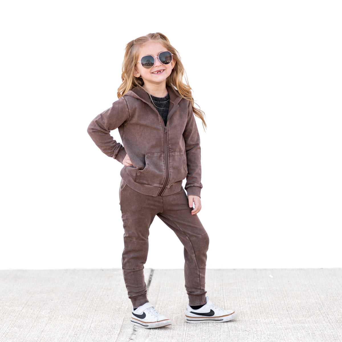 ZIP HOODIE- Bark Snow Wash