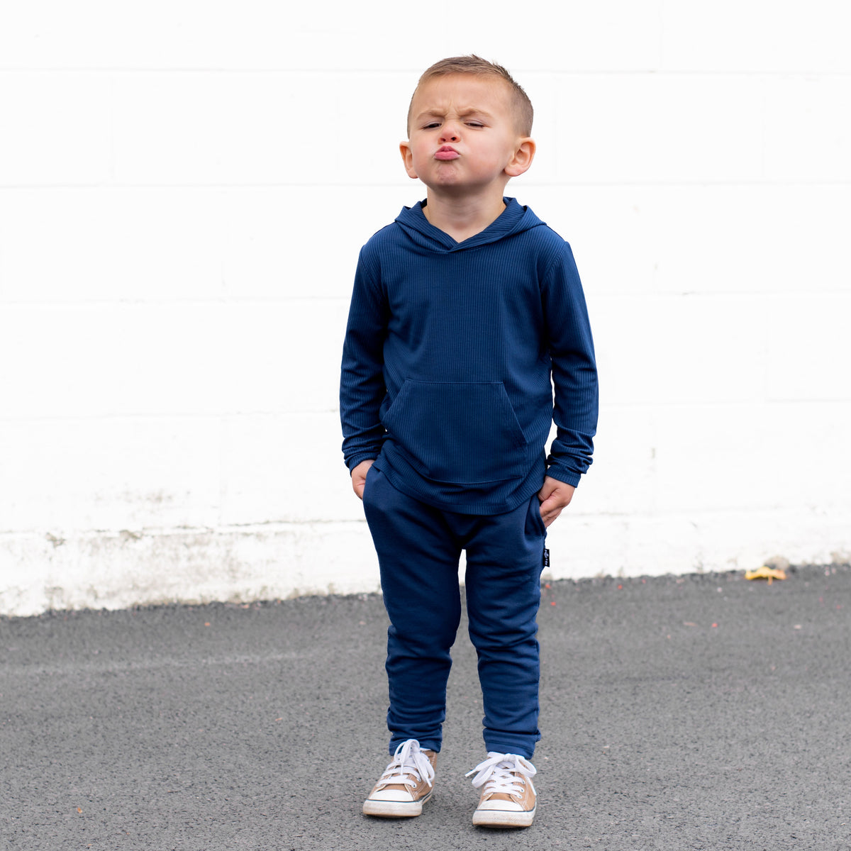 LONG SLEEVE HOODIE- Navy