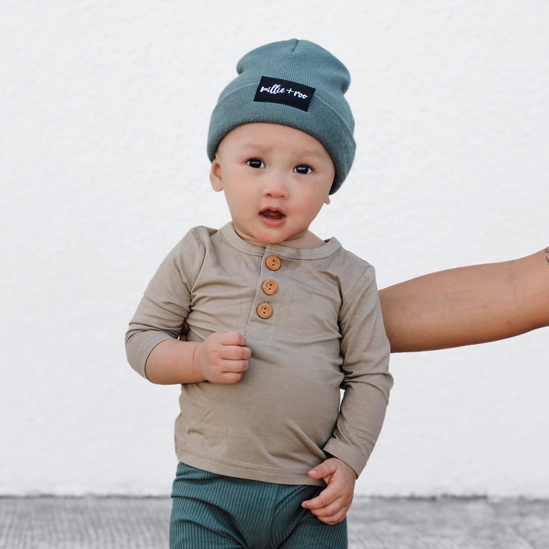 HENLEY LONG SLEEVE- Mushroom