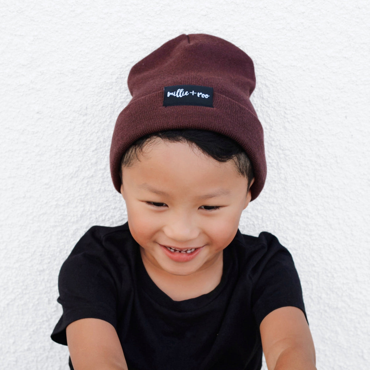 BAMBOO CUFF BEANIE- Black Cherry