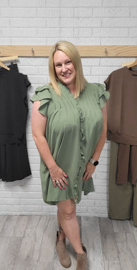 Rori's Ruffle Sleeve Dress, Olive