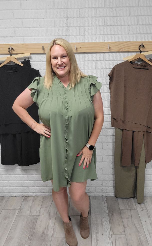 Rori's Ruffle Sleeve Dress, Olive