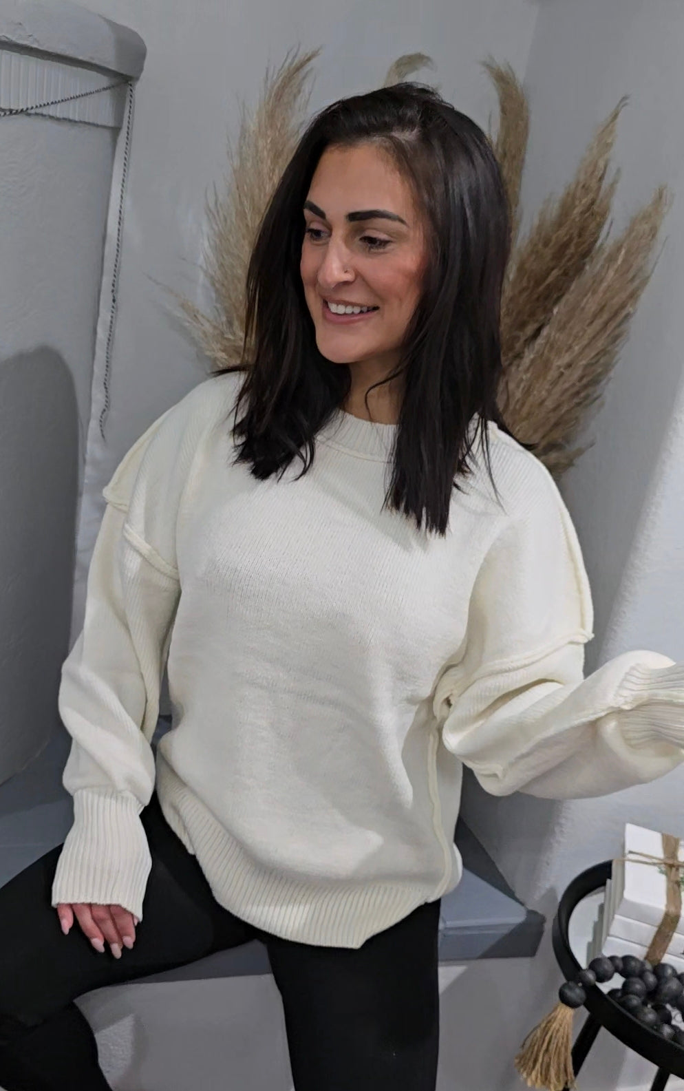 Oversized Knit Sweater, Ivory