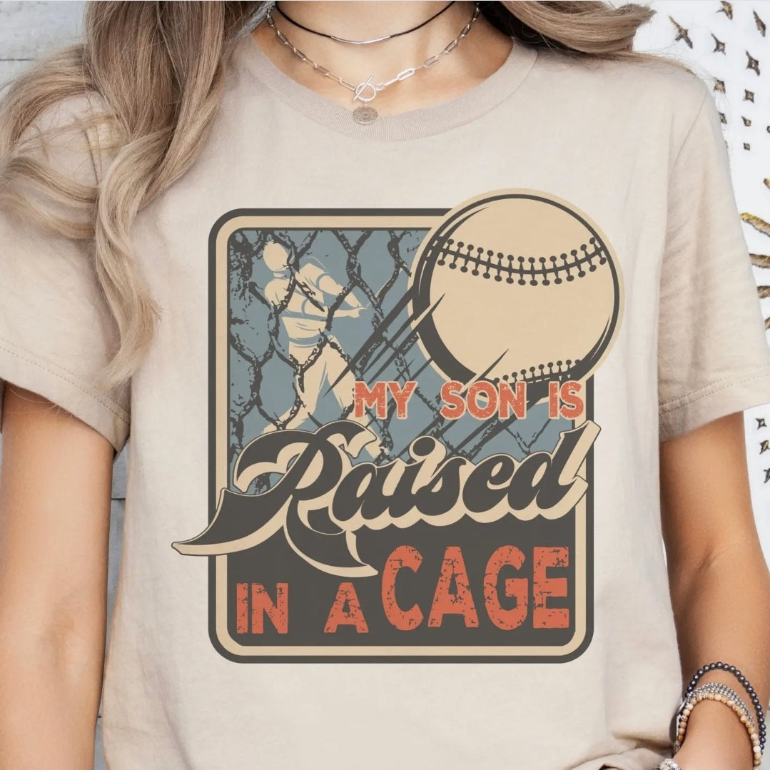 Baseball Raised in a Cage Tee
