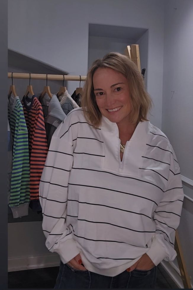 Striped 1/4 zip Pullover