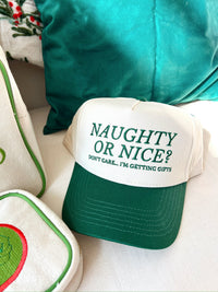 Naughty or Nice? Don't Care - Green Vintage Trucker Hat
