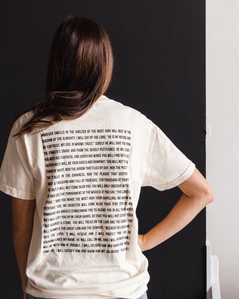 The Lord is My Refuge Psalm 91 Tee - Ivory