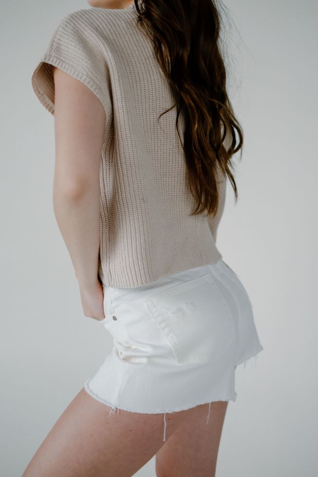 White Denim Short