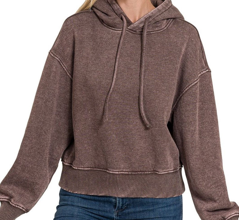 Acid Wash Fleece Hoodie