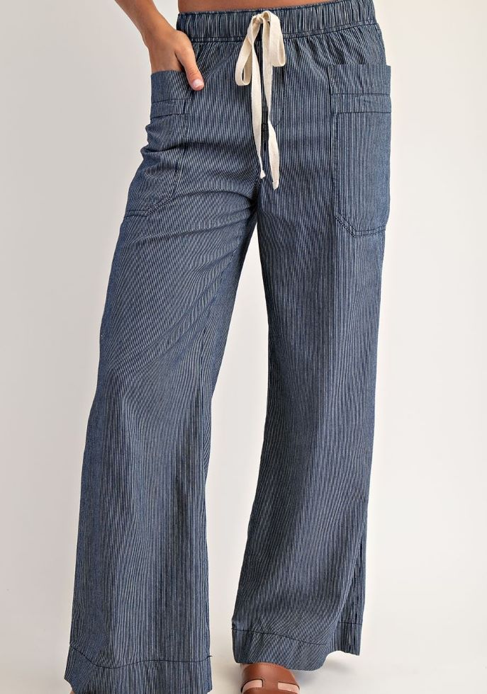 Pinstriped Drawstring Pants