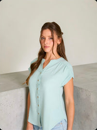 V-Neck Button Down