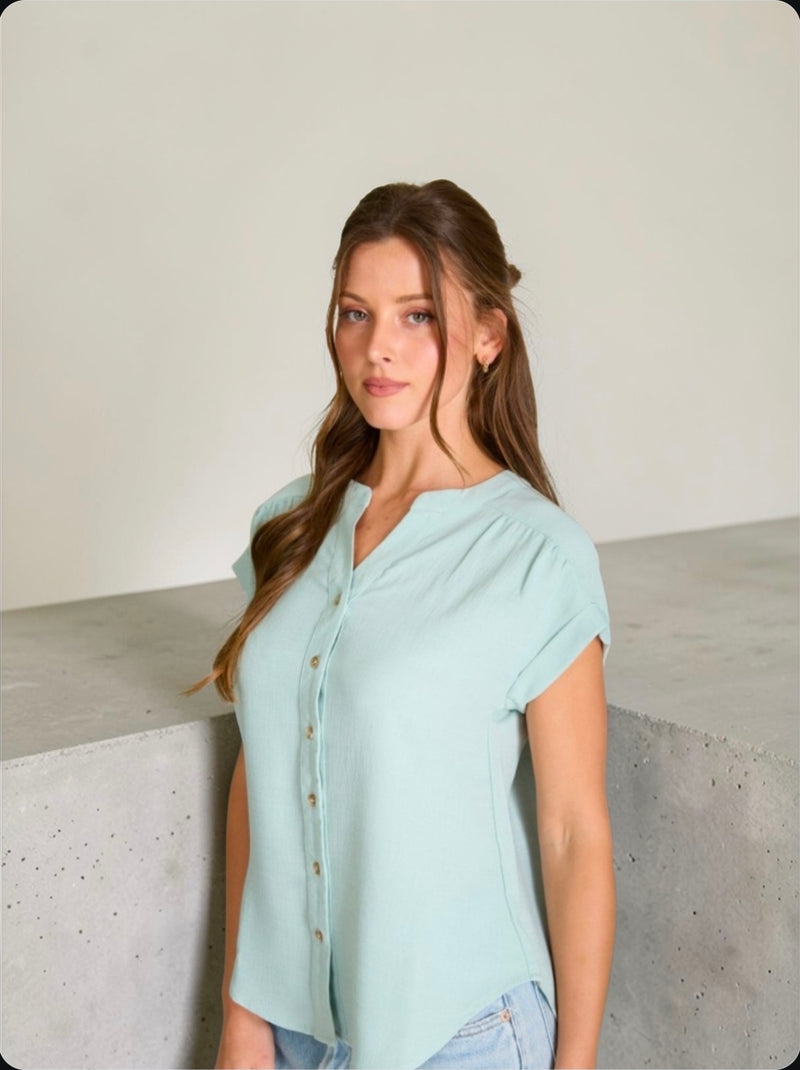 V-Neck Button Down