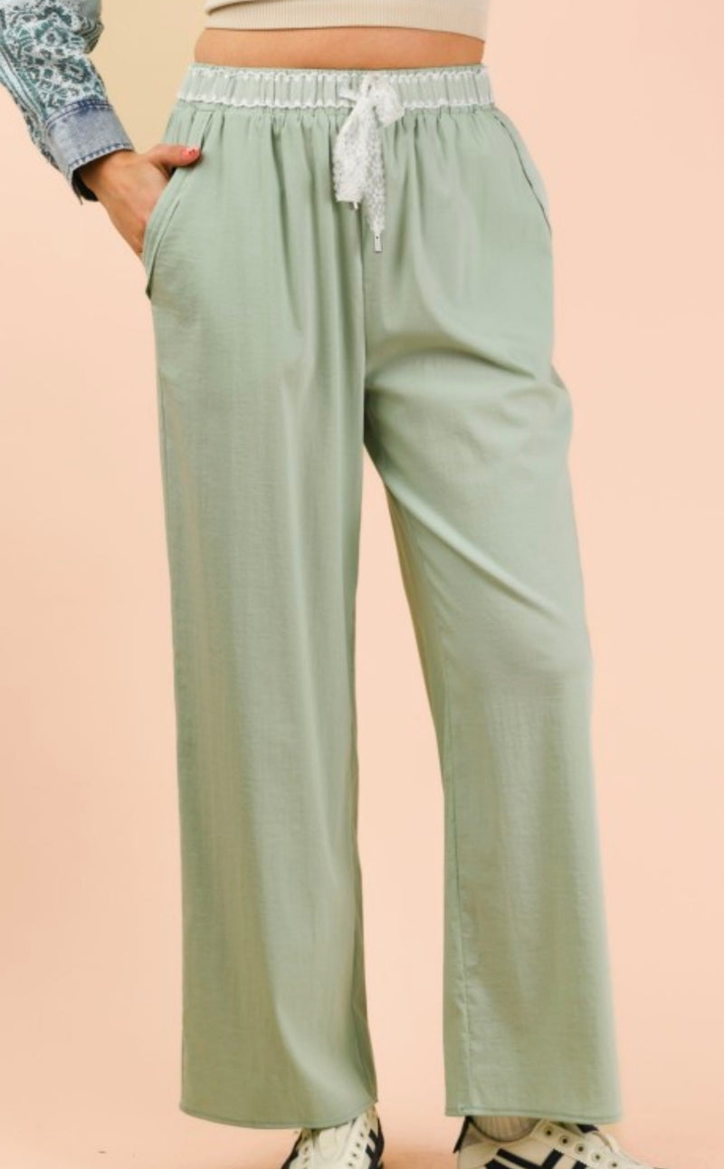 Lace Trim Comfy Pants