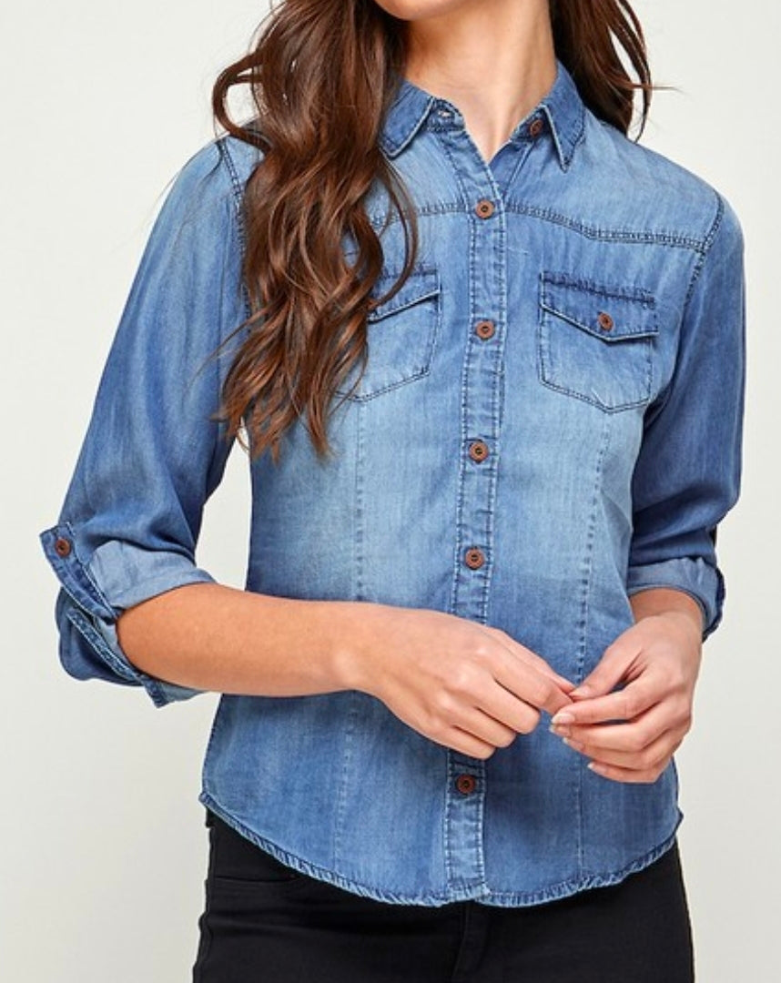 Dark Denim Button Down