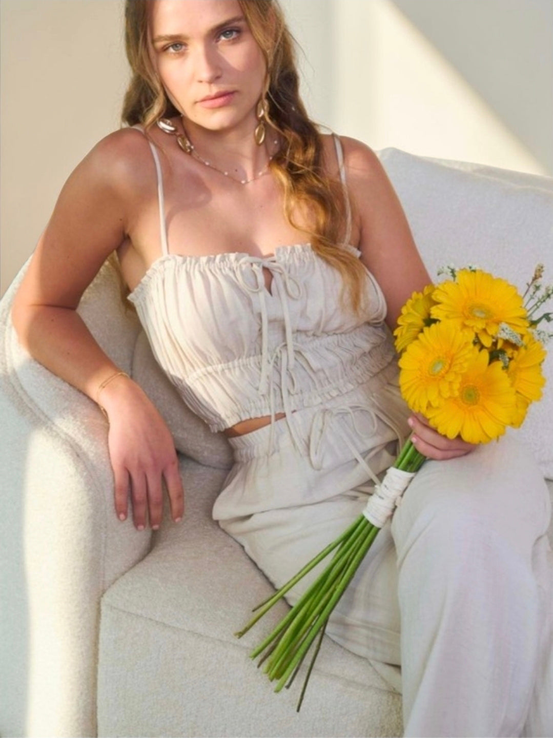 Front Tie & Wide Leg 2 piece set