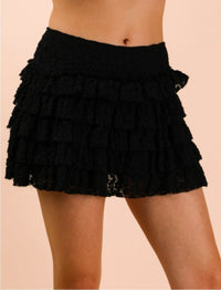 Ruffled Lace Mini Skirt