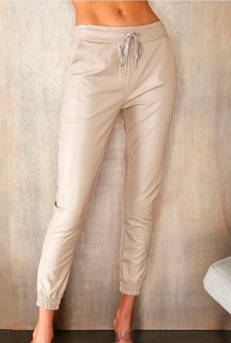 Beige Adjustable Joggers
