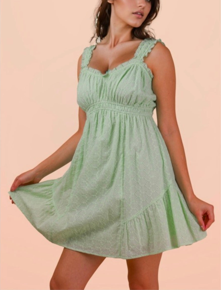Mint Eyelet Sweetheart Dress